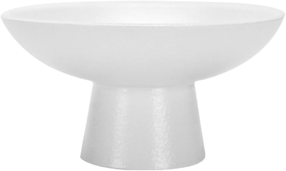 MAGICLULU Ceramic Fruit Bowl Decorative Footed Serving Dish 4.72X2.40In White Pedestal Cake Plate for Kitchen Centerpiece Dessert Display
