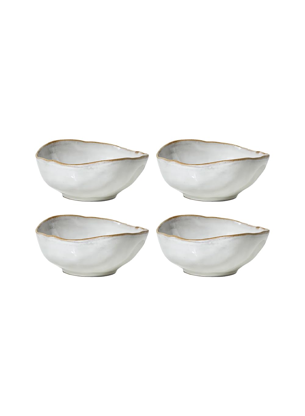 Serene Spaces Living Set of 2 Large Free-Form Edge Glazed Ceramic Plate- Dinnerware for Vintage Weddings, Events, Measures 12" Diameter and 1.5" Tall