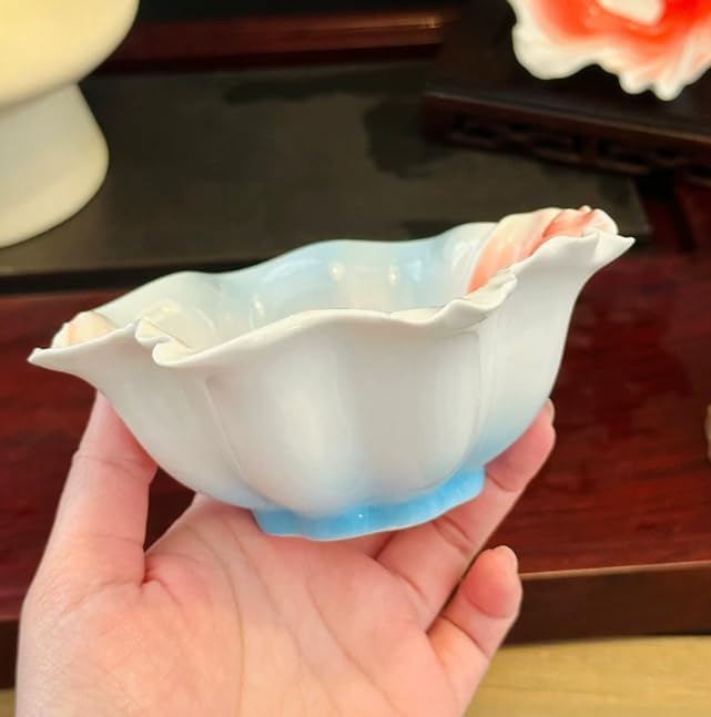 Goldfish Ceramic Bowl, Enamel Glaze Koi Fish Serving Dish, New Chinese Style Decorative Porcelain Rice Bowl, Microwave Safe Shallow Plate for Snack Sushi Sauce Home Kitchen Decor