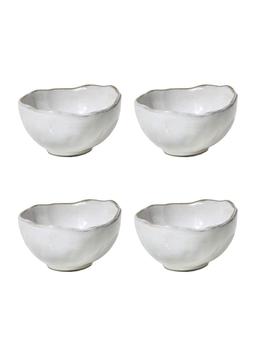 Serene Spaces Living Set of 2 Large Free-Form Edge Glazed Ceramic Plate- Dinnerware for Vintage Weddings, Events, Measures 12" Diameter and 1.5" Tall