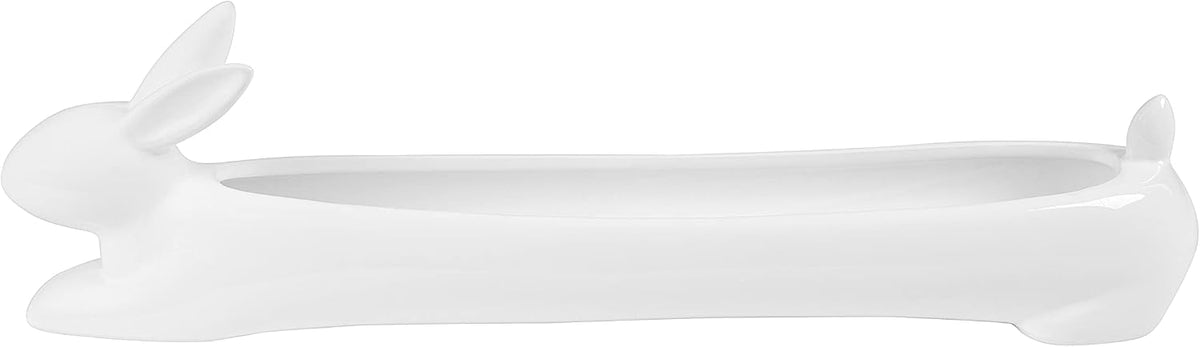 Creative Co-Op Ceramic Dachshund Cracker Serving Dish, White