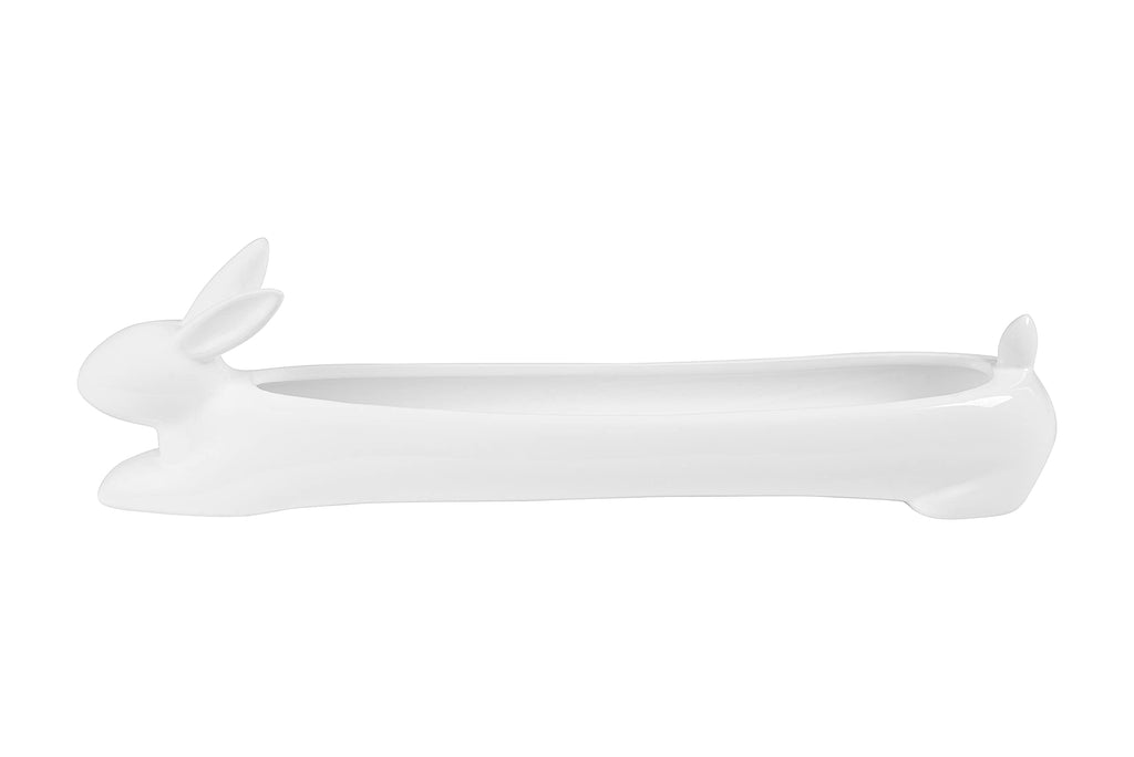 Creative Co-Op Ceramic Dachshund Cracker Serving Dish, White