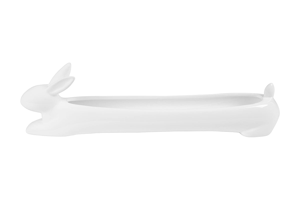 Creative Co-Op Ceramic Dachshund Cracker Serving Dish, White