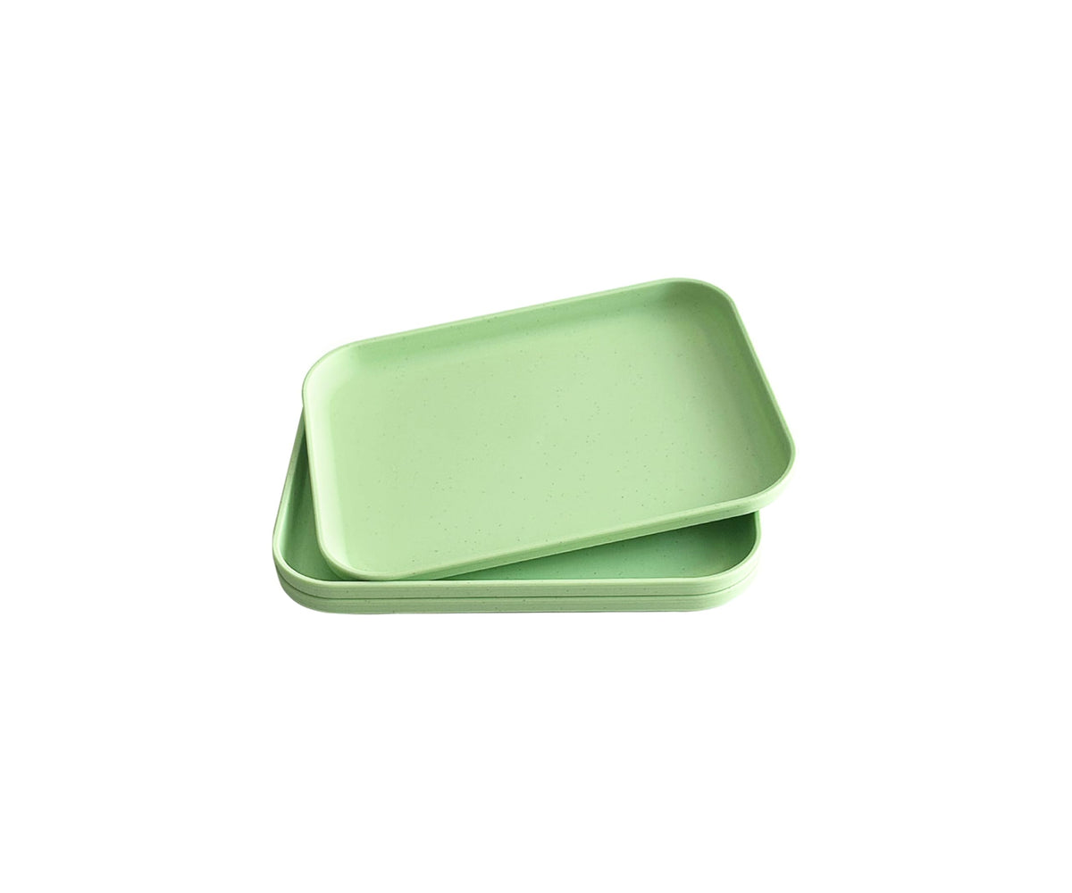 Small Tray 3 Pack, Blue 7.8 inch Wheat Straw Plastic Plates