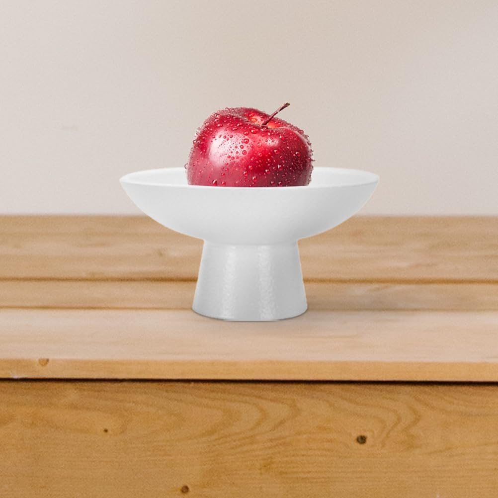 MAGICLULU Ceramic Fruit Bowl Decorative Footed Serving Dish 4.72X2.40In White Pedestal Cake Plate for Kitchen Centerpiece Dessert Display