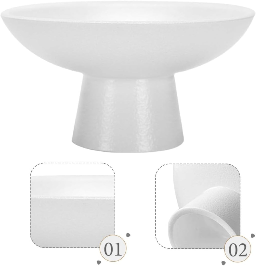 Kichvoe Ceramic Footed Fruit Bowl Decorative Dessert Tray and Snack Plate for Fruit Candy Cookies Serving Dish for Kitchen Centerpiece 4.72 X 4.72 X 2.40 in
