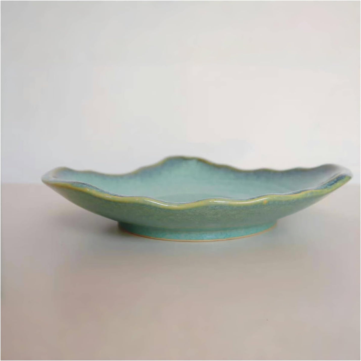 Ceramic Decorative Dish for Kitchen Counter,12'' Large Decorative Bowl, Key Bowl for Entryway Table, Modern Centerpiece Decor Dish for Home Decor Accents.(GREEN)