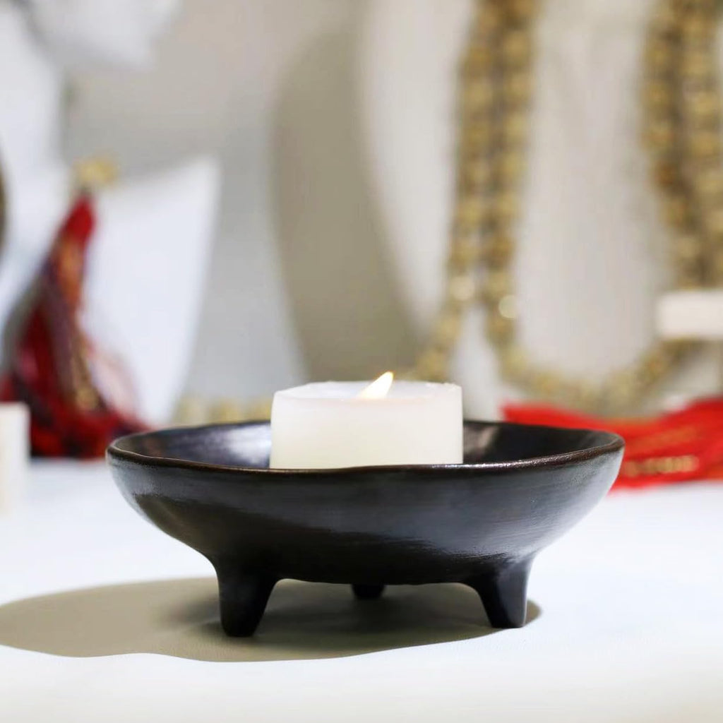 Prayer Offering Ritual Bowl Plate Great for Use Candles Tray Religious Spiritual Gifts （Black Tree Life）
