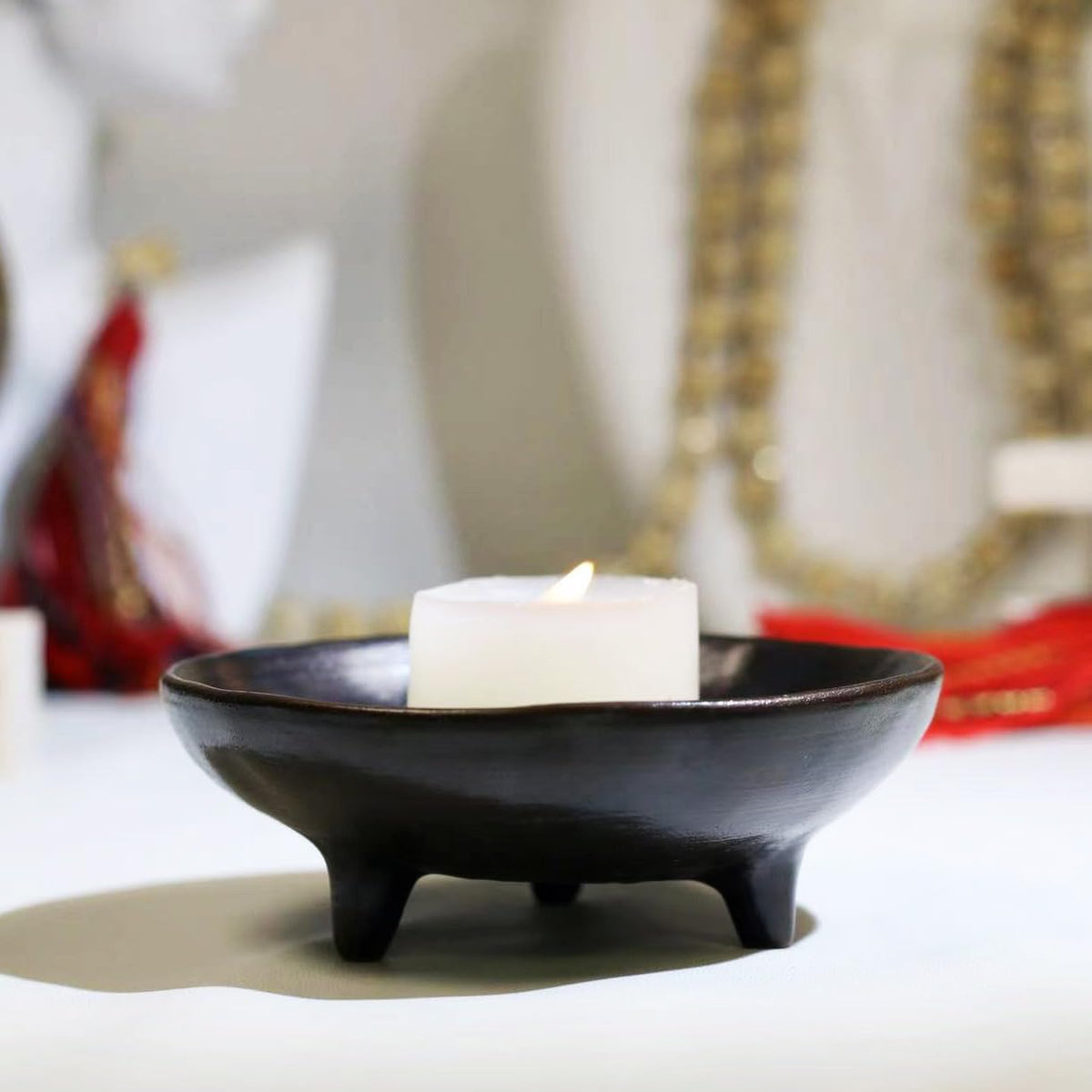 Prayer Offering Ritual Bowl Plate Great for Use Candles Tray Religious Spiritual Gifts （Black Tree Life）