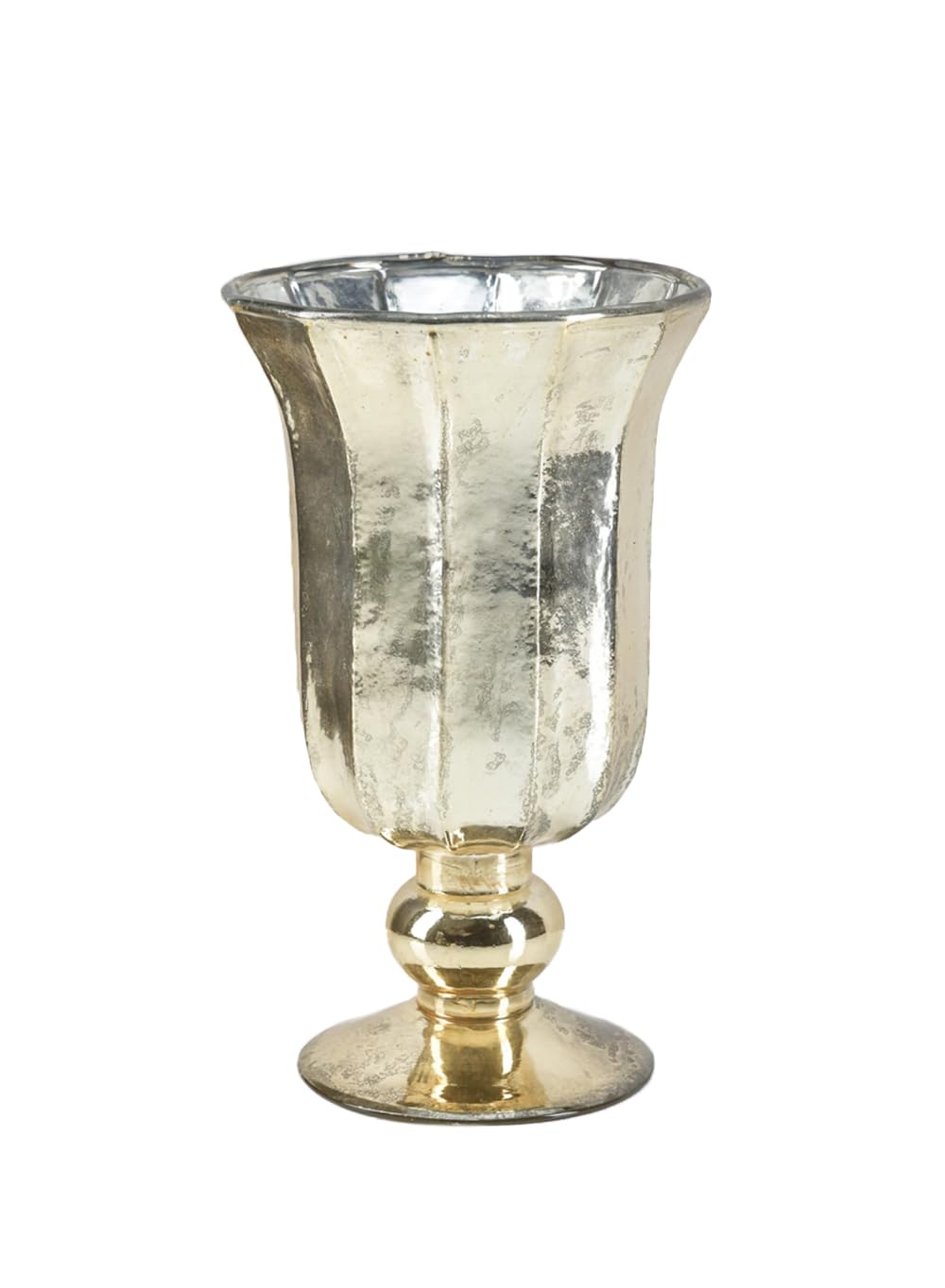 Serene Spaces Living Antique Platinum Flower Vase, Mercury Glass Urn for Centerpieces, Weddings & Event Decor – Vintage-Style Floral Vase, 5" Diameter and 8.5" Tall