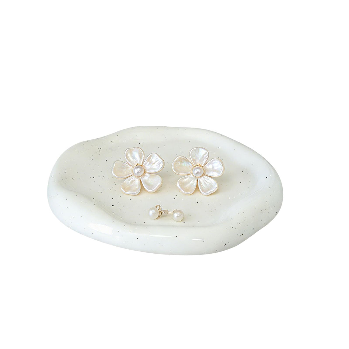 CHENACC Ceramic Jewelry Tray, White Round Cloud-Shaped