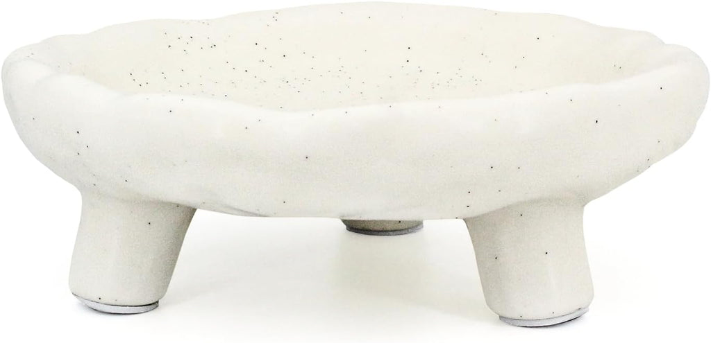 Three-Legs Ceramic Decorative Bowl- 8" Small White Footed Fruit Bowl for Kitchen Counter, Entryway &Table Home Décor,Multi-Purpose Footed Centerpiece Bowl for Candy,Breads,candles, trinkets or key