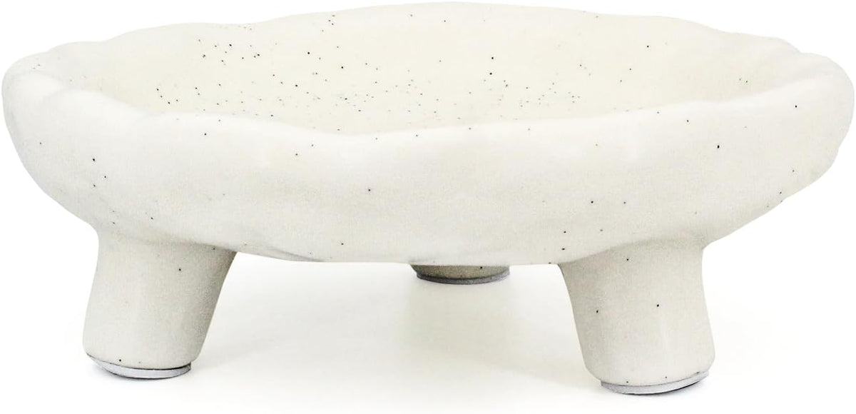 Three-Legs Ceramic Decorative Bowl- 8" Small White Footed Fruit Bowl for Kitchen Counter, Entryway &Table Home Décor,Multi-Purpose Footed Centerpiece Bowl for Candy,Breads,candles, trinkets or key