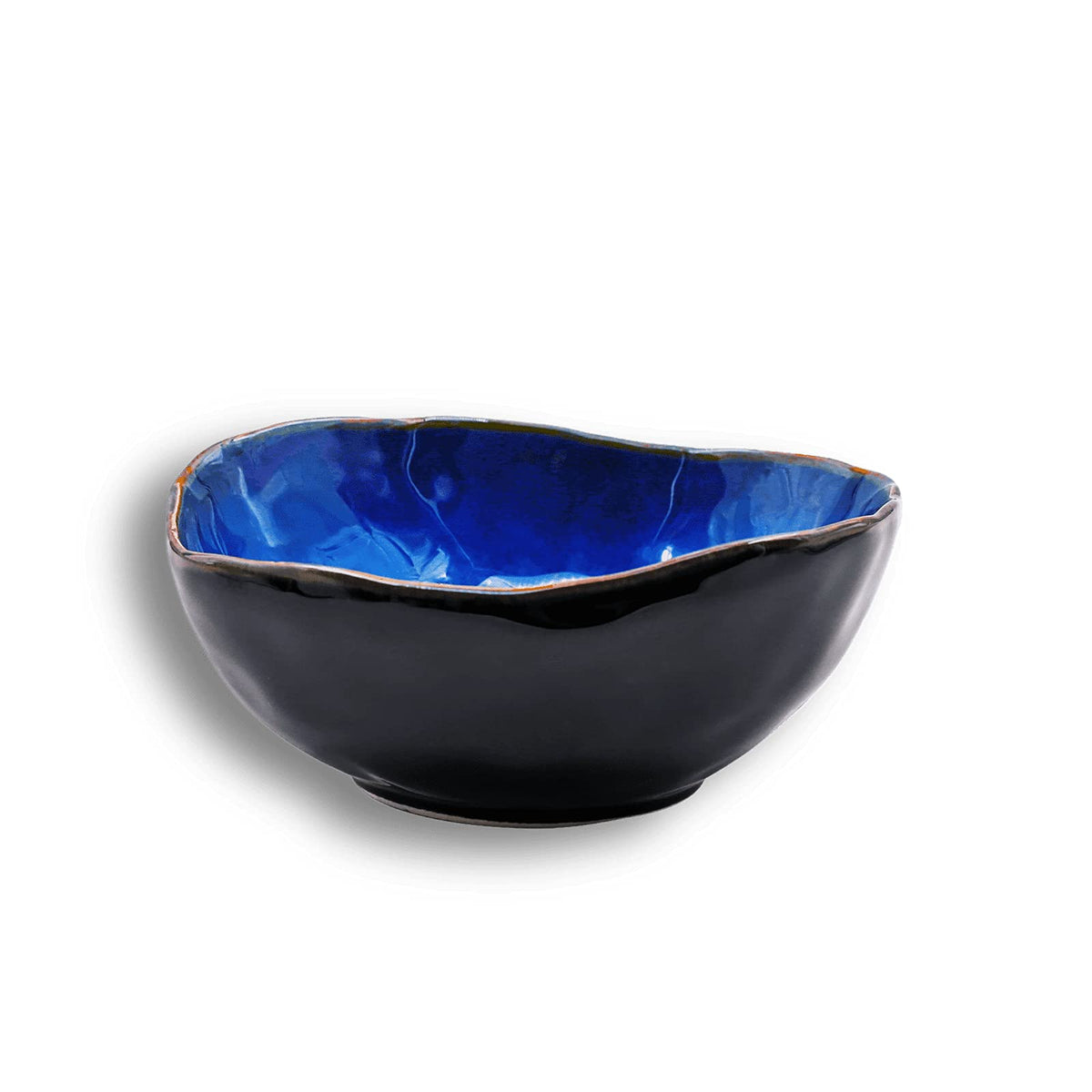10 Inch Ceramic Decorative Plate, Blue Reactive Glaze Shallow Dish