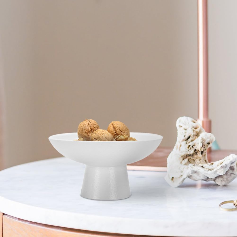 MAGICLULU Ceramic Fruit Bowl Decorative Footed Serving Dish 4.72X2.40In White Pedestal Cake Plate for Kitchen Centerpiece Dessert Display