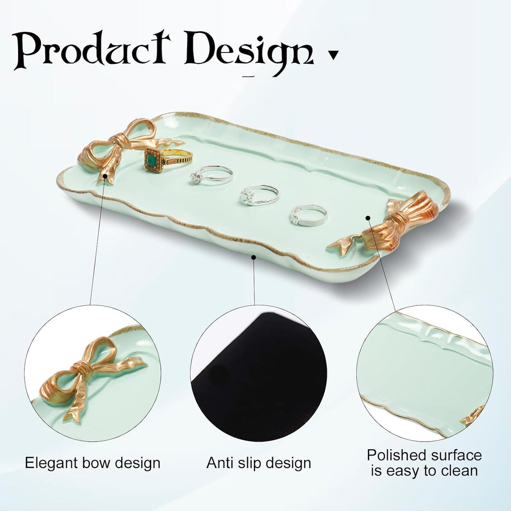 Warmtree Bow Jewelry Tray, Coquette Trinket Dish, Vanity Decor