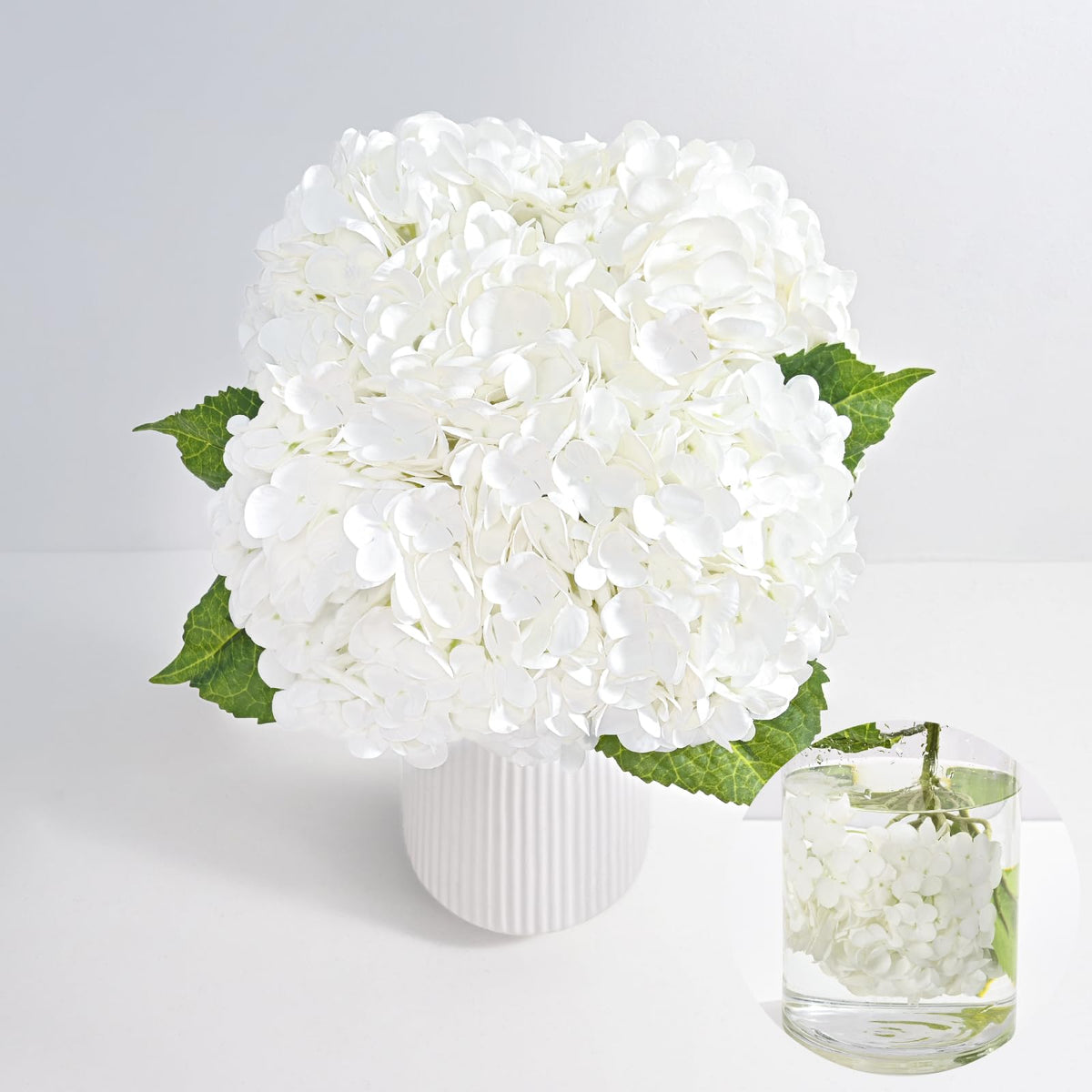 MARTINE MALL 3Pcs 21in Hydrangea Artificial Flowers, Latex Real Touch Hydrangeas Lifelike Large Hydrangea Flowers for Home Decor Party Arrangements Wedding Bouquets Centerpieces (Blue)