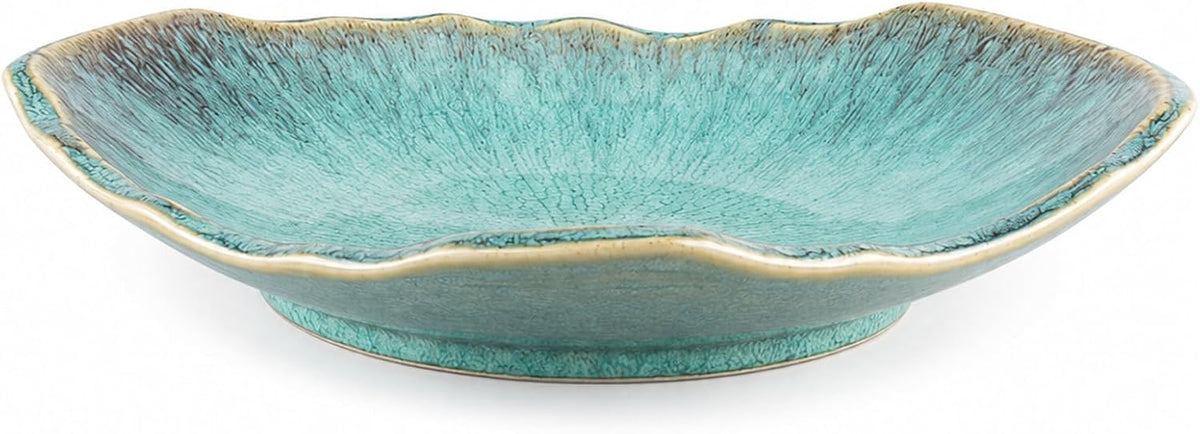 Green Ceramic Decorative Bowl – 12 In Fruit Bowl, Candy Dish, Key Bowl for Entryway Table, Trinket Dish, Ring Dish, Jewelry Tray, Porcelain Catchall for Kitchen, Bedside, Living Room Home Decor