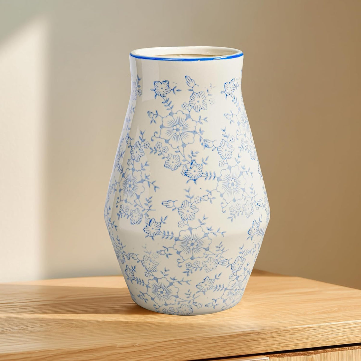 Rustic Farmhouse Ceramic Vase, 10 Inch