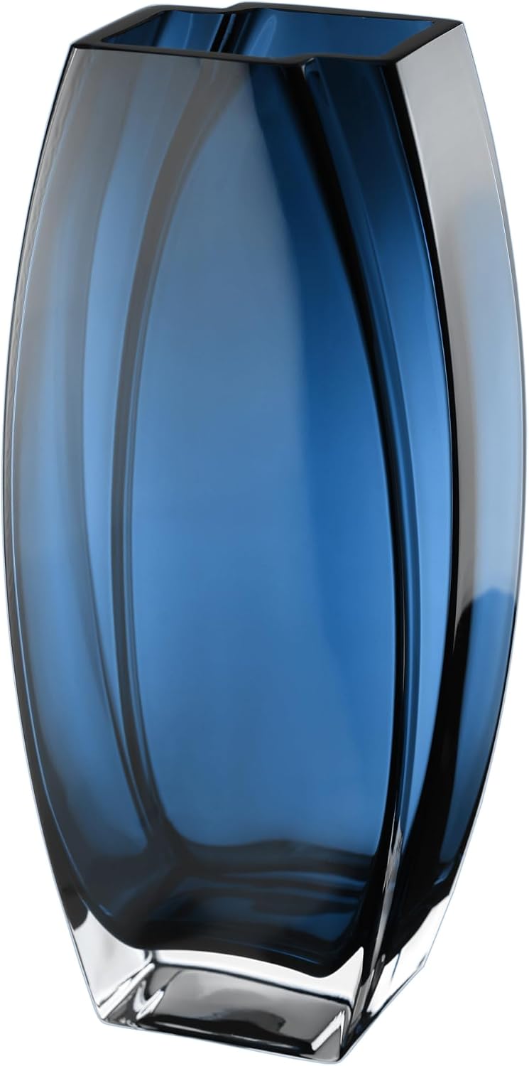 Glass - Vase - Blue - Teal - 12.6" Height - Heavy Durable - Made in Europe - by Barski