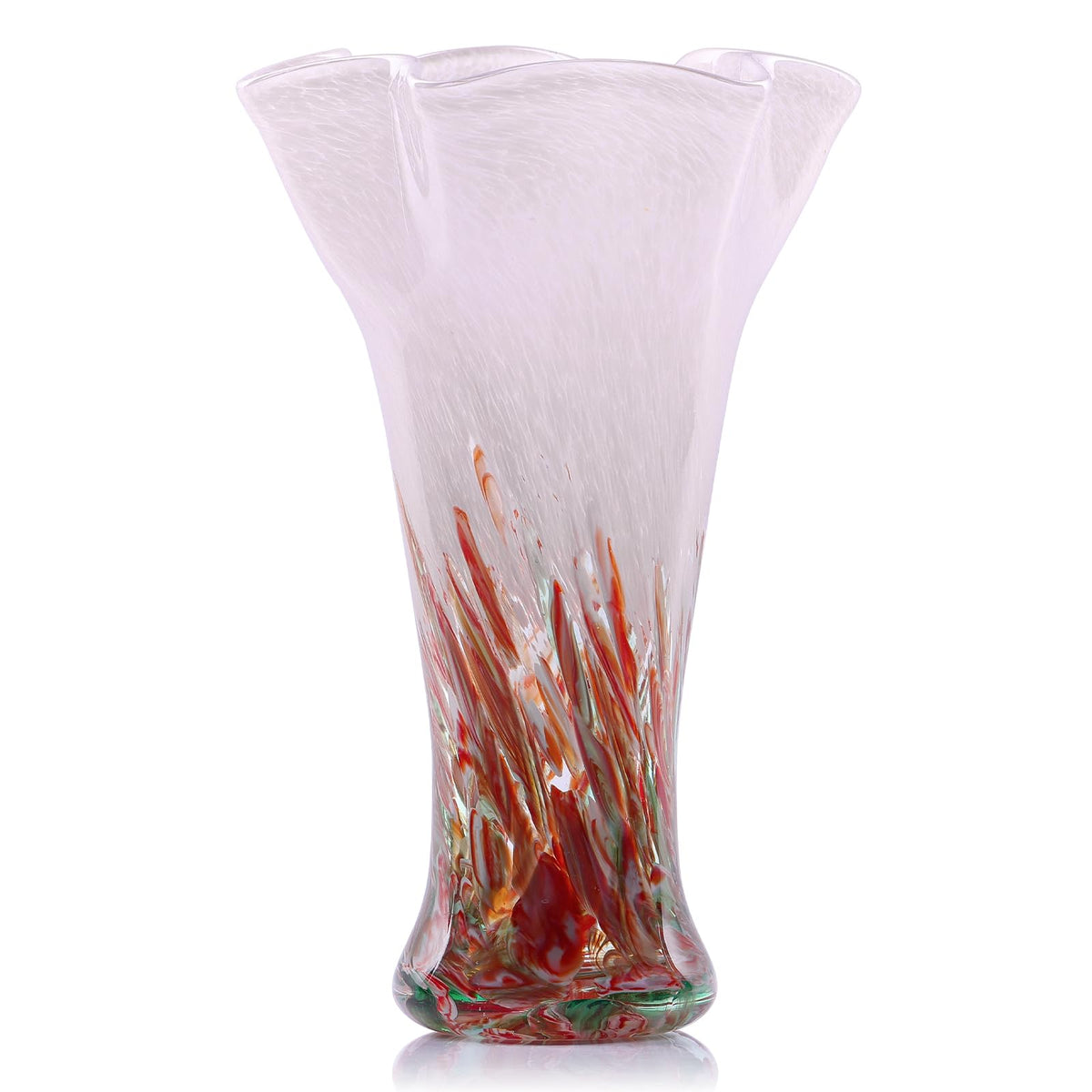 LCCCK 9.0" H Teal Glass Vases for Flower, Unique Hand Blown Glass Vase