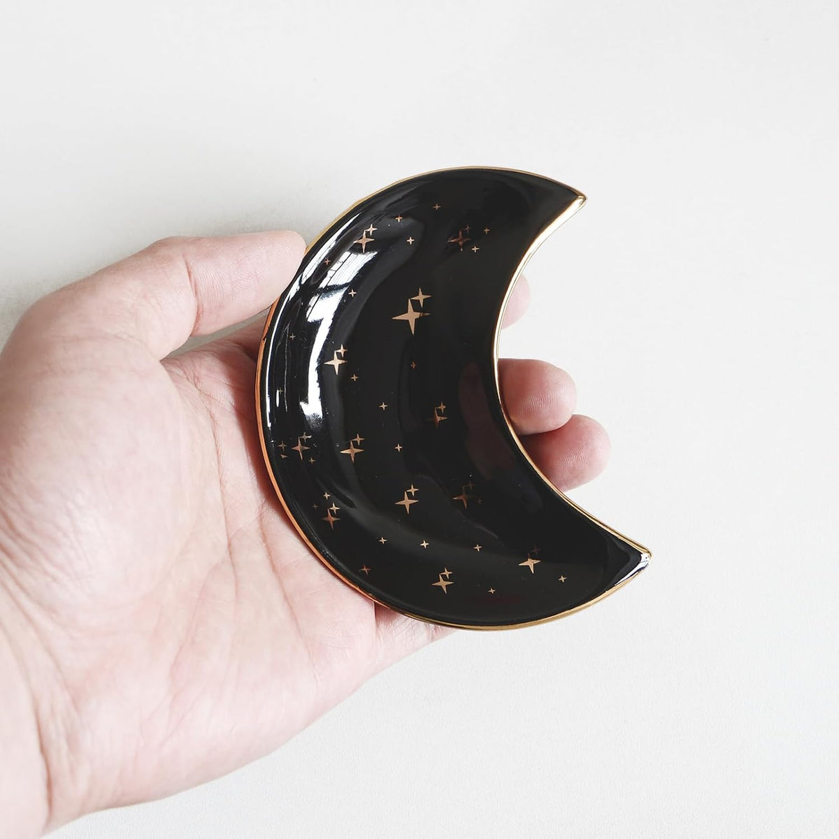 Small Moon Jewelry Dish Tray, Black