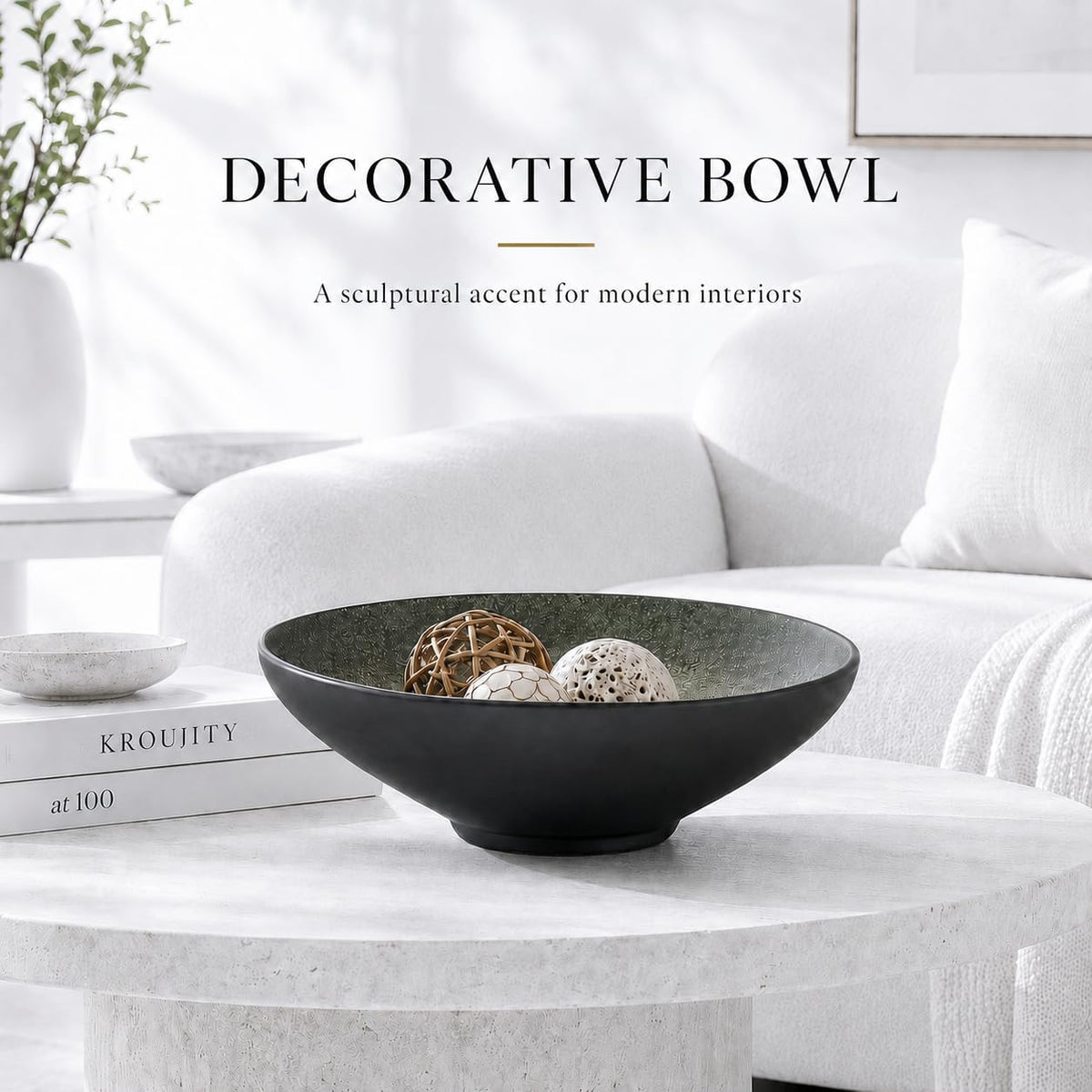 11'' Large Ceramic Decorative Bowl, Key Bowl for Entryway Table