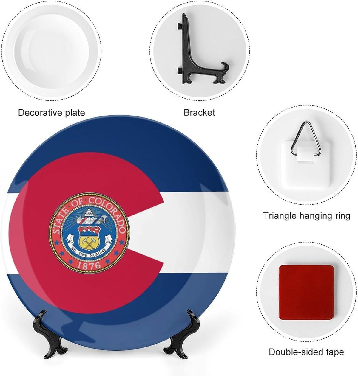 Colorado Flag Modern Decorative Plate Ceramic Ornaments 7inch