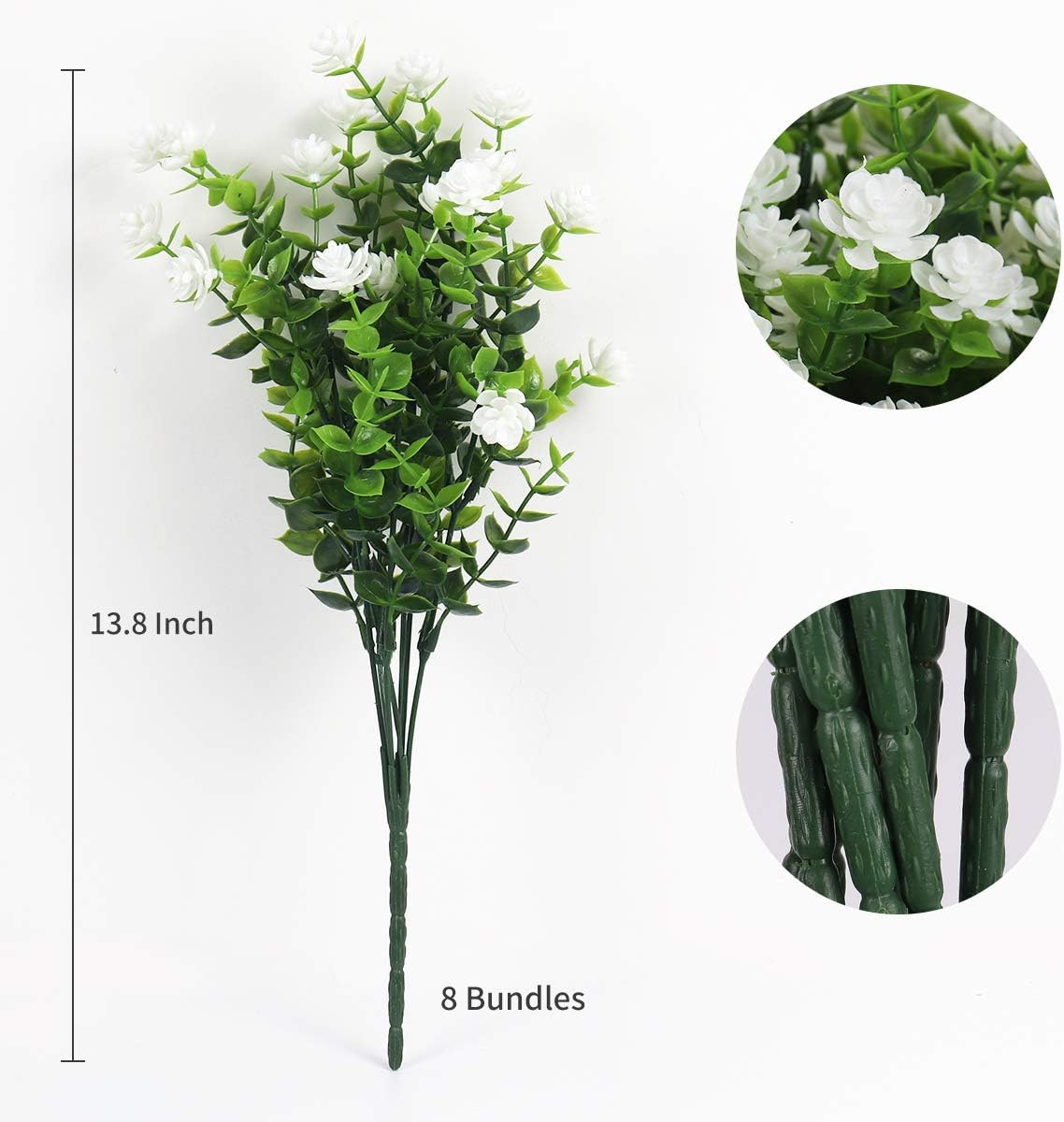 RECUTMS Artificial Flowers,Fake Boxwood Outdoor UV Resistant Plants,8 Packs