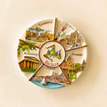 Sicilia Italian Cities Decorative Ceramic Plate, Hand-Painted Souvenir with Taormina, Etna, Agrigento, Palermo, Cefalu Landmarks, 3D Relief Design