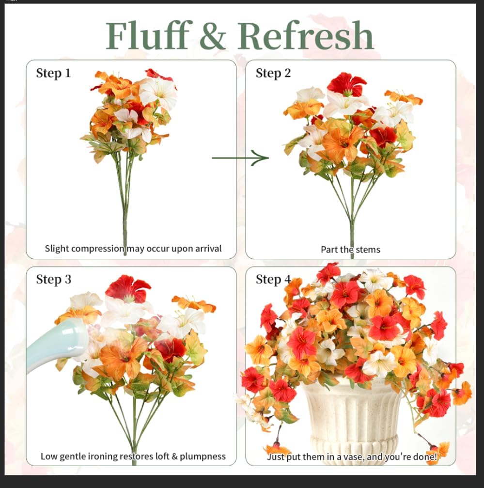 3 Pack Artificial Fall Petunia for Outdoors No Fade Fall Decor