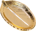 Trinket Dish Decorative Bowl - Jewelry Dish Tray Golden Leaf Shaped Ceramic Ring Bracelet Necklace Holder for Birthday Party Wedding Womens Ladies Girls Small