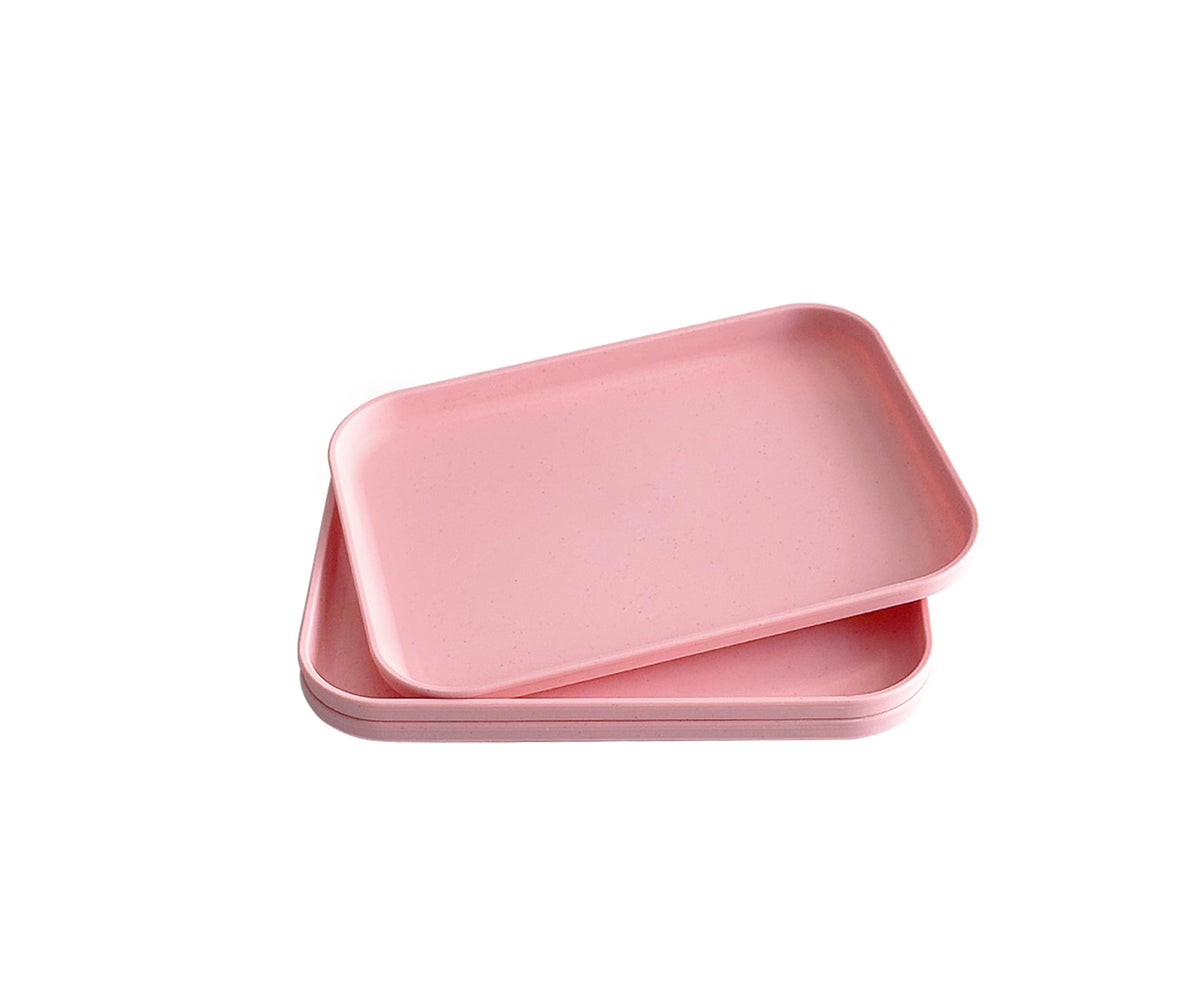 Small Tray 3 Pack, Blue 7.8 inch Wheat Straw Plastic Plates