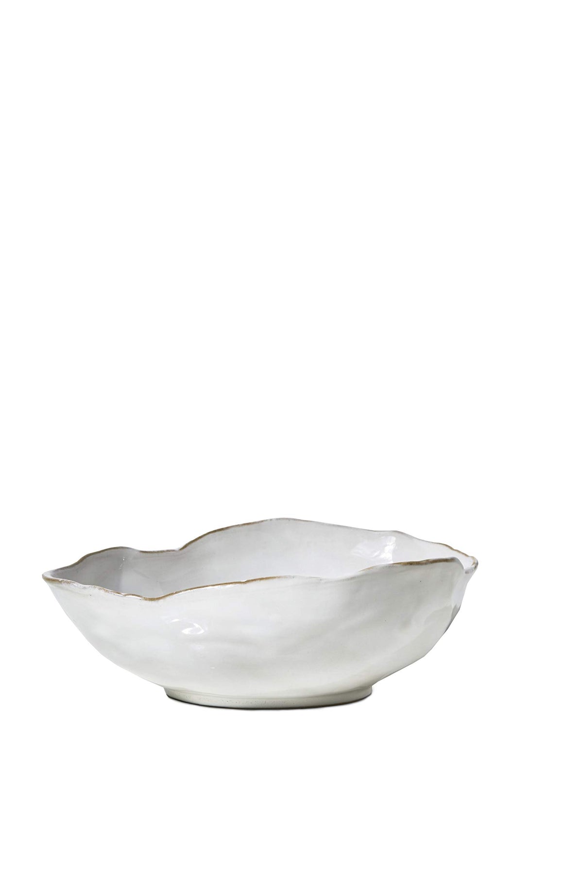 Serene Spaces Living Set of 2 Large Free-Form Edge Glazed Ceramic Plate- Dinnerware for Vintage Weddings, Events, Measures 12" Diameter and 1.5" Tall