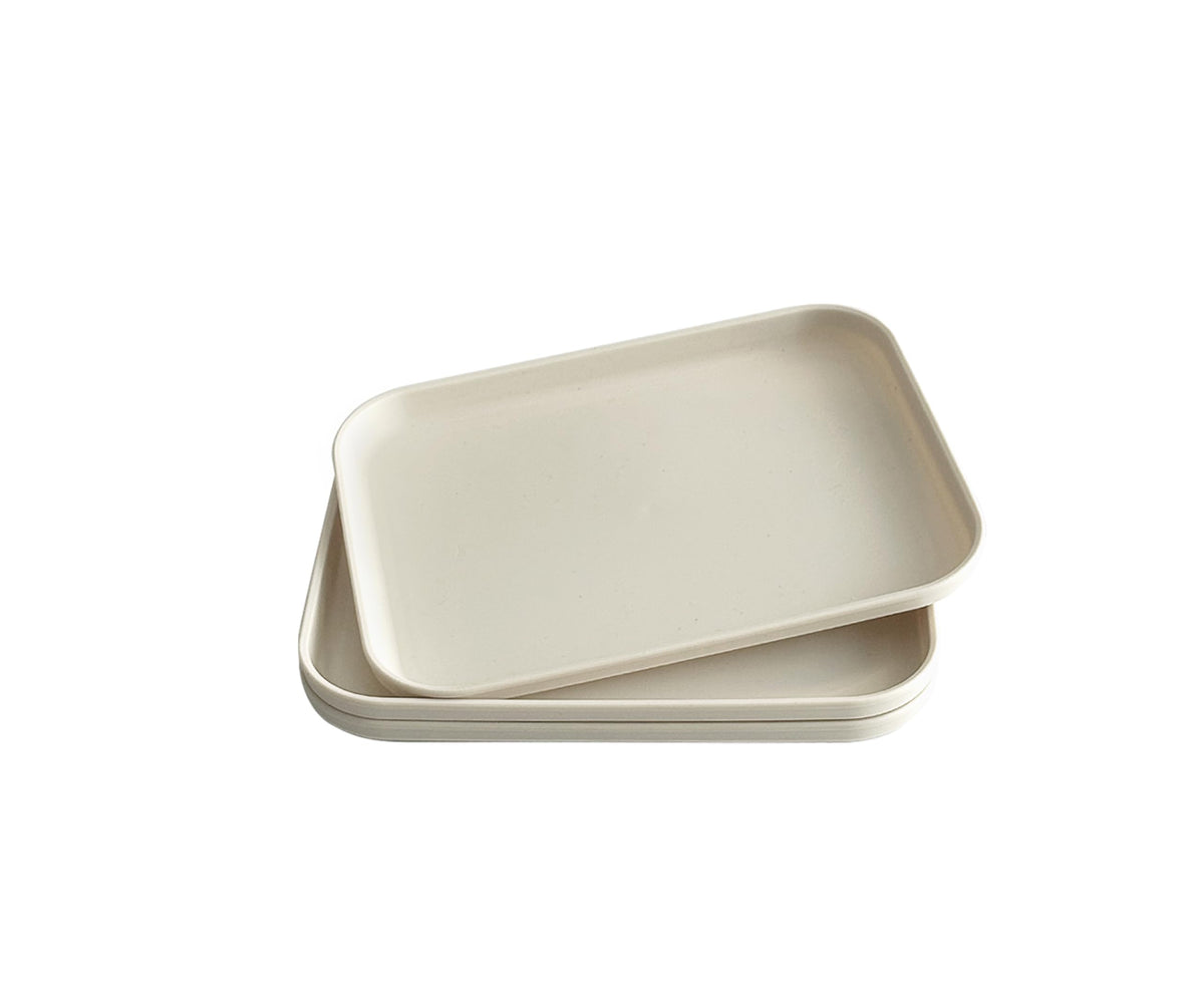 Small Tray 3 Pack, Blue 7.8 inch Wheat Straw Plastic Plates