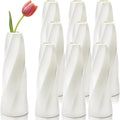 10 Pack Composite Plastic Flower Vase Bulk, 8" Warm Ivory Modern Style Vases for Centerpieces, Small Unbreakable Bud Vase, Conic Floral Vase for Bouquet Home Decor Wedding Party Dinner Table