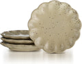 4 Pcs Ceramic Cup Coasters, Scalloped 4.5" Speckled