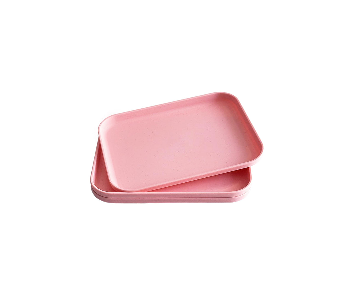 Small Tray 3 Pack, Blue 7.8 inch Wheat Straw Plastic Plates