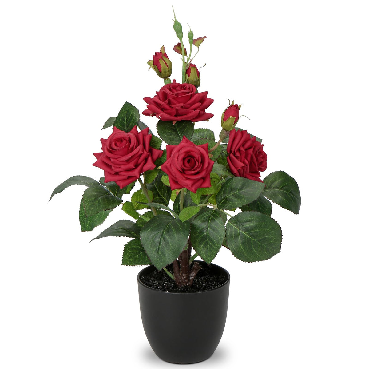 Hollyone Artificial Plants & Flowers in Vase Pink Roses Artificial Flowers Potted Plant Faux Silk Flower with Pot Fake Rose Flower Arrangement Home Decor Office Bathroom Shelf Desk Decoration 15 Inch