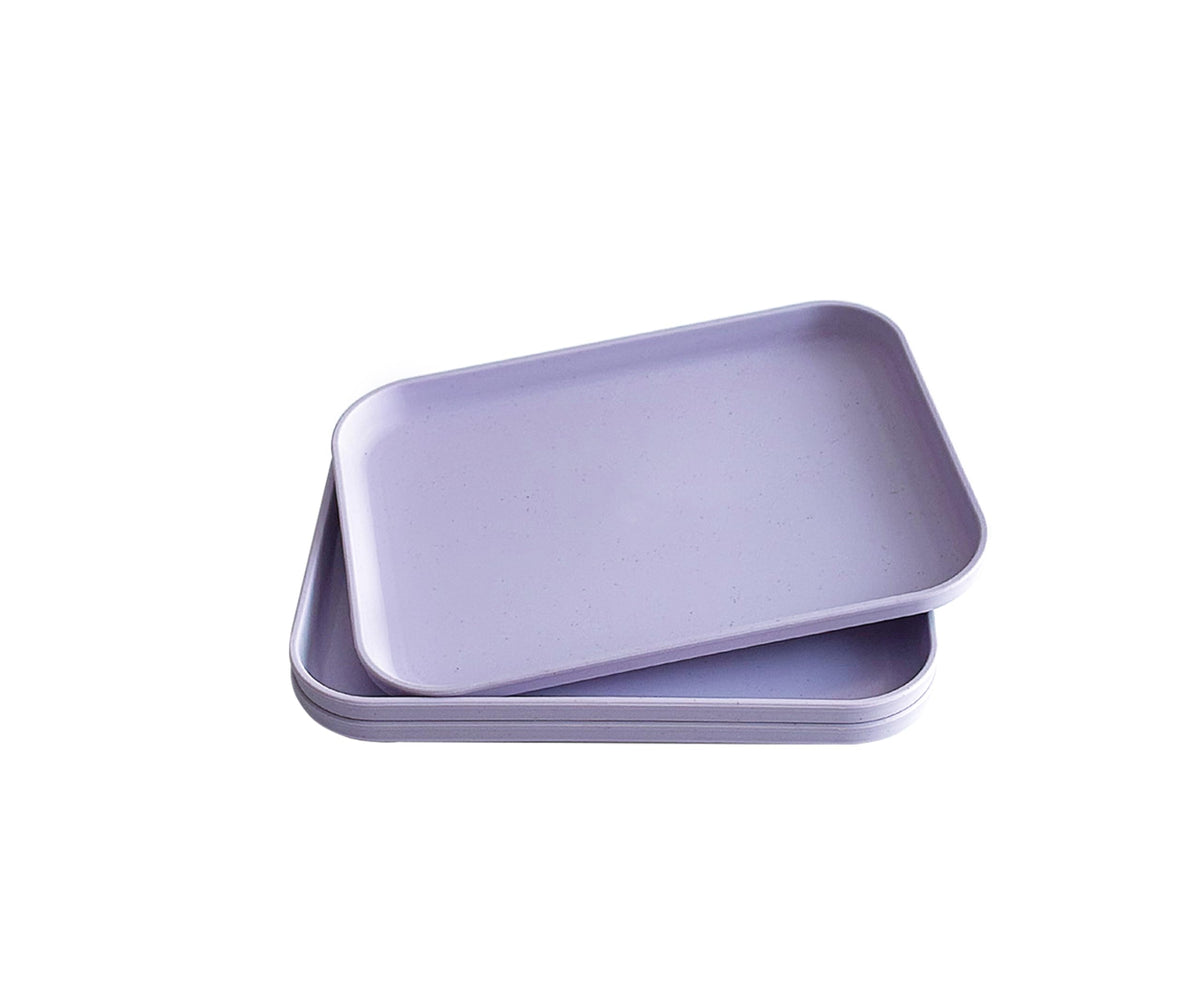 Small Tray 3 Pack, Blue 7.8 inch Wheat Straw Plastic Plates