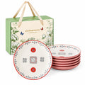 UniqueLife CINAIMPRESSION Hand Painted Ceramic Plates Set of 6, 6 Inch Mixed Design Dessert Plates