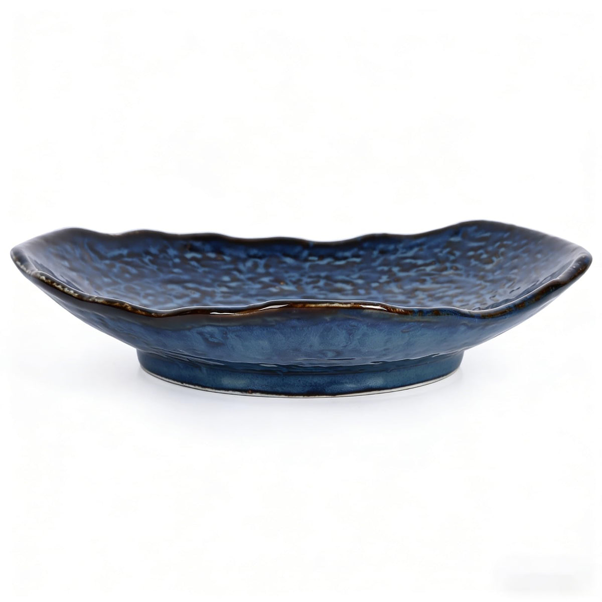 Ceramic Decorative Bowl - 12" Large Blue Pottery, Blue Decorative Bowl, Porcelain Centerpiece Tray, Key Bowl for Entryway Table, Living Room, Dining, Trinket Dish, Gift Decor Tray