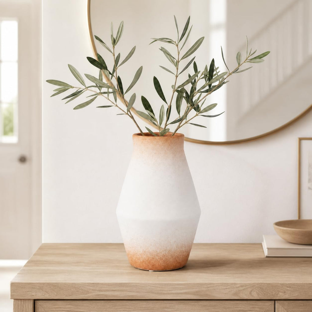 Rustic Farmhouse Ceramic Vase, 10 Inch