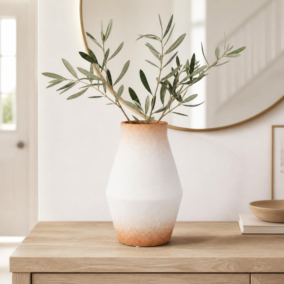 Rustic Farmhouse Ceramic Vase, 10 Inch