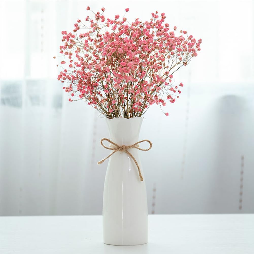 Boho Ceramic Vase with Rope, 8.2" H, Rustic Flower Vase Classic Style for Dried Flowers Fresh Flowers, Fit for Fireplace Bedroom Kitchen Living Room Centerpieces Office Desk