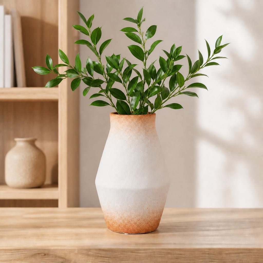 Rustic Farmhouse Ceramic Vase, 10 Inch