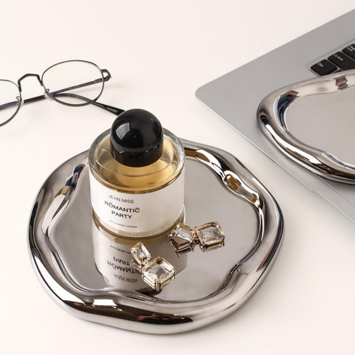 Silver Tray Decorative Vanity Tray Bathroom Tray Ceramic Jewelry Dish