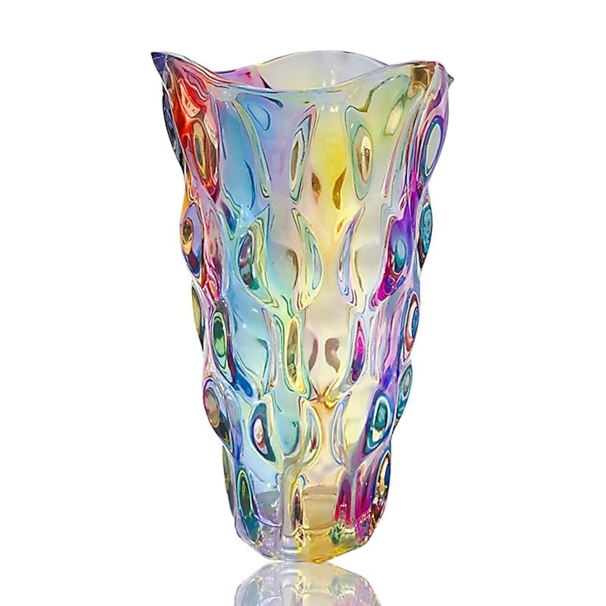 Heavy Glass Flower Vase Thickened 3.5lb 9.5inch Sparkle vase Bohemian Style, for Centerpieces,Wedding,Perfect Home Decor (Sparkle)