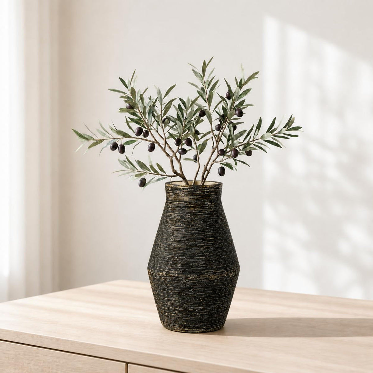 Rustic Farmhouse Ceramic Vase, 10 Inch
