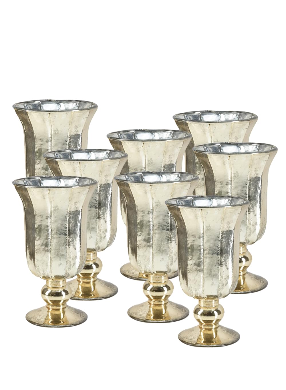 Serene Spaces Living Antique Platinum Flower Vase, Mercury Glass Urn for Centerpieces, Weddings & Event Decor – Vintage-Style Floral Vase, 5" Diameter and 8.5" Tall